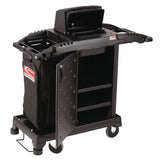 Suncast Commercial® Compact Premium Housekeeping Cart, Plastic, 1 Shelf, 23.25" x 53.22" x 53.06", Black (SUAHKCCH200) Each