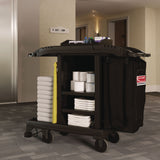 Suncast Commercial® Compact Standard Housekeeping Cart, Plastic, 1 Shelf, 23.25" x 53.18" x 46.57", Black (SUAHKCCT100) Each