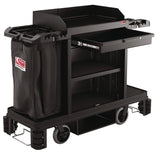 Suncast Commercial® Partially Assembled Premium Housekeeping Cart, Plastic, 1 Shelf, 24 x 62.13 x 49.75, Black (SUAHKC2002) Each