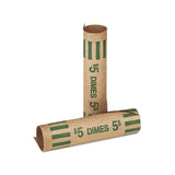 CONTROLTEK Gunshell Crimped-End Coin Wrapper, Dimes, $5.00, Kraft/Green, 1,000/Carton (CNK560053) Case of 1000
