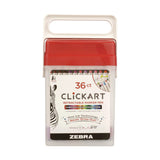 Zebra® ClickArt Porous Point Pen, Retractable, Fine 0.6 mm, Assorted Ink, White Barrel, 36/Pack (ZEB69836) Each