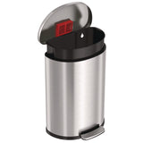 HLS Commercial® Step Pedal Trash Can, 13 gal, Half-Round Plastic/Stainless Steel, Silver (HLMHLSS13D) Each