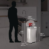 HLS Commercial® Step Pedal Trash Can, 13 gal, Half-Round Plastic/Stainless Steel, Silver (HLMHLSS13D) Each
