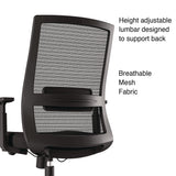 Alera® Ashdale Ergonomic Fabric Swivel Task Chair, Supports Up to 275 lb, 18.15 to 21.89 Seat Height, Black Seat/Back, Black Base (ALEAD41BME17) Each