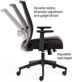 Alera® Ashdale Ergonomic Fabric Swivel Task Chair, Supports Up to 275 lb, 18.15 to 21.89 Seat Height, Black Seat/Back, Black Base (ALEAD41BME17) Each