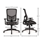 Alera® Hollins Ergonomic Mesh Swivel Task Chair, Supports Up to 275 lb, 18.57 to 22.54 Seat Height, Black Seat/Back, Black Base (ALEHL42BME18) Each