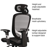 Alera® Minerva Ergonomic Mesh Swivel Task Chair, Supports Up to 275 lb, 17.24 to 20.98 Seat Height, Gray Seat, Gray Back, Black Base (ALEMV41BME48) Each
