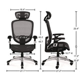 Alera® Minerva Ergonomic Mesh Swivel Task Chair, Supports Up to 275 lb, 17.24 to 20.98 Seat Height, Gray Seat, Gray Back, Black Base (ALEMV41BME48) Each