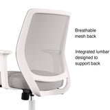 Alera® Wessex Ergonomic Fabric Mesh Swivel Task Chair, Supports Up to 275 lb, 17.09 to 20.83 Seat Height, Gray Seat/Back, White Base (ALEWX42BME47) Each