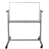 Luxor Mobile Magnetic Whiteboard, 36" x 24", White Surface, Silver Aluminum Frame (LXCMB3624WW) Each