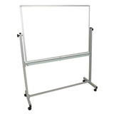 Luxor Mobile Magnetic Whiteboard, 48" x 36", White Surface, Silver Aluminum Frame (LXCMB4836WW) Each