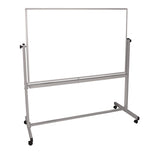 Luxor Mobile Magnetic Whiteboard, 60" x 40", White Surface, Silver Aluminum Frame (LXCMB6040WW) Each