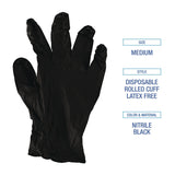Boardwalk® Disposable General-Purpose Powder-Free Nitrile Gloves, Small, Black, 4.4 mil, 100/Box (BWK396SBXA) Box of 100