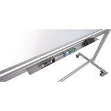 Luxor Mobile Magnetic Glass Dry Erase Board, 60" x 40", White Surface, Silver Aluminum Frame (LXCMMGB6040) Each