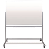 Luxor Mobile Magnetic Glass Dry Erase Board, 60" x 40", White Surface, Silver Aluminum Frame (LXCMMGB6040) Each