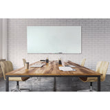 Luxor Magnetic Wall-Mounted Glass Board, 96" x 48", White Surface, Frameless (LXCWGB9648M) Each