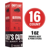 Chef’s Cut Real Jerky Co Original Smokehouse Beef & Pork Meat Stick, 1 oz Individually Wrapped (GRR22002354) Case of 16