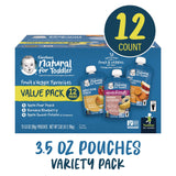 Gerber Natural Baby Food Pouches for Toddler 12+ Months, Assorted Flavors, 3.5 oz Pouch, 12/Carton (GRR22002368) Case of 12