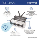 Brother ADS-1800W Compact Desktop Scanner, 600 dpi x 600 dpi Optical Resolution, 20-Sheet Duplex Auto Document Feeder (BRTADS1800W) Each