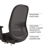 Alera® Kempton Fabric Mesh Task Stool, Supports Up to 275 lb, 26.57 to 33.62 Seat Height, Black Seat, Black Back, Black Base (ALEKP46BME17) Each