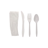 Pactiv Evergreen Fieldware Cutlery, Individually Wrapped, Fork, Knife, Teaspoon, Napkin, White, 250/Carton (PCTFKFSKWNCH) Case of 250