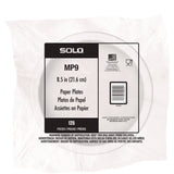 SOLO® Compostable Paper Dinnerware, ProPlanet Seal, Plate, 9" dia, White, 250/Carton (SCCOFMP9PLANET) Case of 250