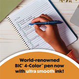 BIC® 4-Color Smooth Multi-Color Ballpoint Pen, Retractable, Medium 1 mm, Black/Blue/Green/Red Ink, Black/Blue Barrel, 12/Pack (BICMMS11AAST) Pack of 12