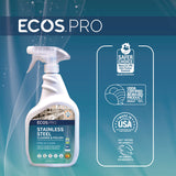 ECOS® PRO Stainless Steel Cleaner and Polish, Free and Clear Scent, 32 oz Spray Bottle, 6/Carton (EOPPL93306CT) Case of 6