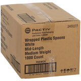 Pactiv Evergreen Fieldware Cutlery, Individually Wrapped, Mediumweight Spoon, Plastic, White, 1,000/Carton (PCTFKSWCH) Case of 1000