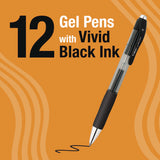 BIC® Gel-ocity Pro Quick Dry Gel Pen, Retractable, Medium 0.7 mm, Black Ink, Black/Clear Barrel, 12/Pack (BICRPGL11BLK) Pack of 12