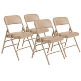NPS® 1300 Series Premium Vinyl Upholstered Triple Brace Double Hinge Folding Chair, Supports 500 lb, Beige Seat/Back/Base, 4/Pack (NPS1301) Each