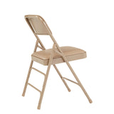 NPS® 1300 Series Premium Vinyl Upholstered Triple Brace Double Hinge Folding Chair, Supports 500 lb, Beige Seat/Back/Base, 4/Pack (NPS1301) Each