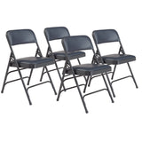 NPS® 1300 Series Premium Vinyl Upholstered Triple Brace Double Hinge Folding Chair, Supports 500 lb, Blue Seat/Back/Base, 4/Pack (NPS1304) Each