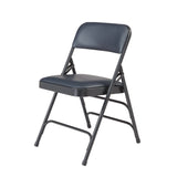 NPS® 1300 Series Premium Vinyl Upholstered Triple Brace Double Hinge Folding Chair, Supports 500 lb, Blue Seat/Back/Base, 4/Pack (NPS1304) Each
