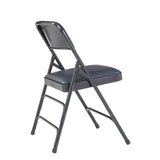 NPS® 1300 Series Premium Vinyl Upholstered Triple Brace Double Hinge Folding Chair, Supports 500 lb, Blue Seat/Back/Base, 4/Pack (NPS1304) Each