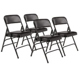 NPS® 1300 Series Premium Vinyl Upholstered Triple Brace Double Hinge Folding Chair, Supports 500 lb, Black Seat/Back/Base, 4/Pack (NPS1310) Each