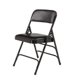 NPS® 1300 Series Premium Vinyl Upholstered Triple Brace Double Hinge Folding Chair, Supports 500 lb, Black Seat/Back/Base, 4/Pack (NPS1310) Each