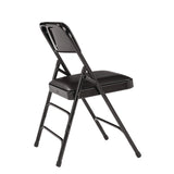 NPS® 1300 Series Premium Vinyl Upholstered Triple Brace Double Hinge Folding Chair, Supports 500 lb, Black Seat/Back/Base, 4/Pack (NPS1310) Each