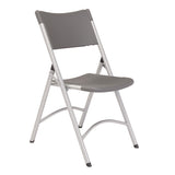 NPS® 600 Series Heavy Duty Plastic Folding Chair, Supports Up to 500 lb, 18" Seat Height, Gray Seat/Back, Silver Base, 4/Pack (NPS620) Each