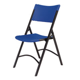 NPS® 600 Series Heavy Duty Plastic Folding Chair, Supports Up to 500 lb, 18" Seat Height, Blue Seat/Back, Black Base, 4/Pack (NPS604) Each