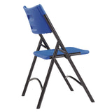 NPS® 600 Series Heavy Duty Plastic Folding Chair, Supports Up to 500 lb, 18" Seat Height, Blue Seat/Back, Black Base, 4/Pack (NPS604) Each