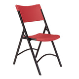 NPS® 600 Series Heavy Duty Plastic Folding Chair, Supports Up to 500 lb, 18" Seat Height, Red Seat/Back, Black Base, 4/Pack (NPS640) Each
