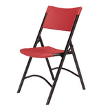 NPS® 600 Series Heavy Duty Plastic Folding Chair, Supports Up to 500 lb, 18" Seat Height, Red Seat/Back, Black Base, 4/Pack (NPS640) Each