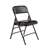 NPS® 1300 Series Premium Vinyl Upholstered Triple Brace Double Hinge Folding Chair, Supports 500 lb, Black Seat/Back/Base, 4/Pack (NPS1310) Each