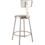 NPS® 6200 Series Heavy Duty Steel Stool With Backrest, Supports Up to 500 lb, 24" Seat Height, Brown Seat, Gray Back/Base (NPS6224B) Each