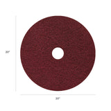Americo® Black Diamond 400 Heavy-Duty Cleaning Pad, 20" Diameter, 400 Grit, Black/Red, 2/Carton (AM7442120) Case of 2