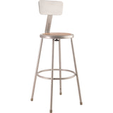NPS® 6200 Series Heavy Duty Steel Stool With Backrest, Supports Up to 500 lb, 30" Seat Height, Brown Seat, Gray Back/Base (NPS6230B) Each