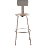 NPS® 6200 Series Heavy Duty Steel Stool With Backrest, Supports Up to 500 lb, 30" Seat Height, Brown Seat, Gray Back/Base (NPS6230B) Each