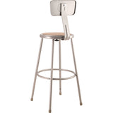 NPS® 6200 Series Heavy Duty Steel Stool With Backrest, Supports Up to 500 lb, 30" Seat Height, Brown Seat, Gray Back/Base (NPS6230B) Each