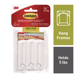 Command™ Wire-Backed Picture Hanging Hooks, Plastic, White, Supports 5 lbs, 3/Pack (MMM70005152874) Pack of 3